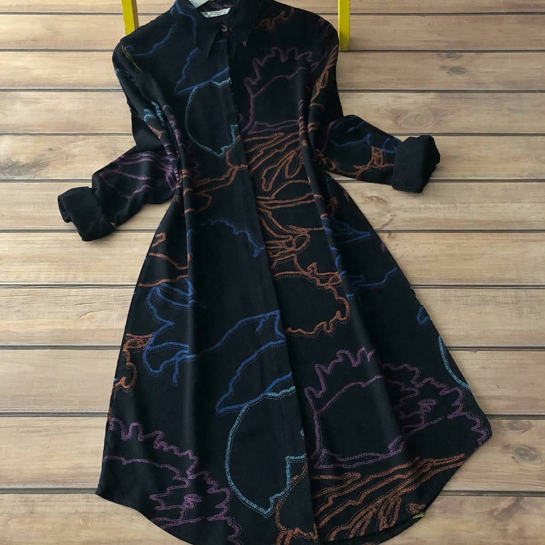 Black Abstract Line Art Rayon Top