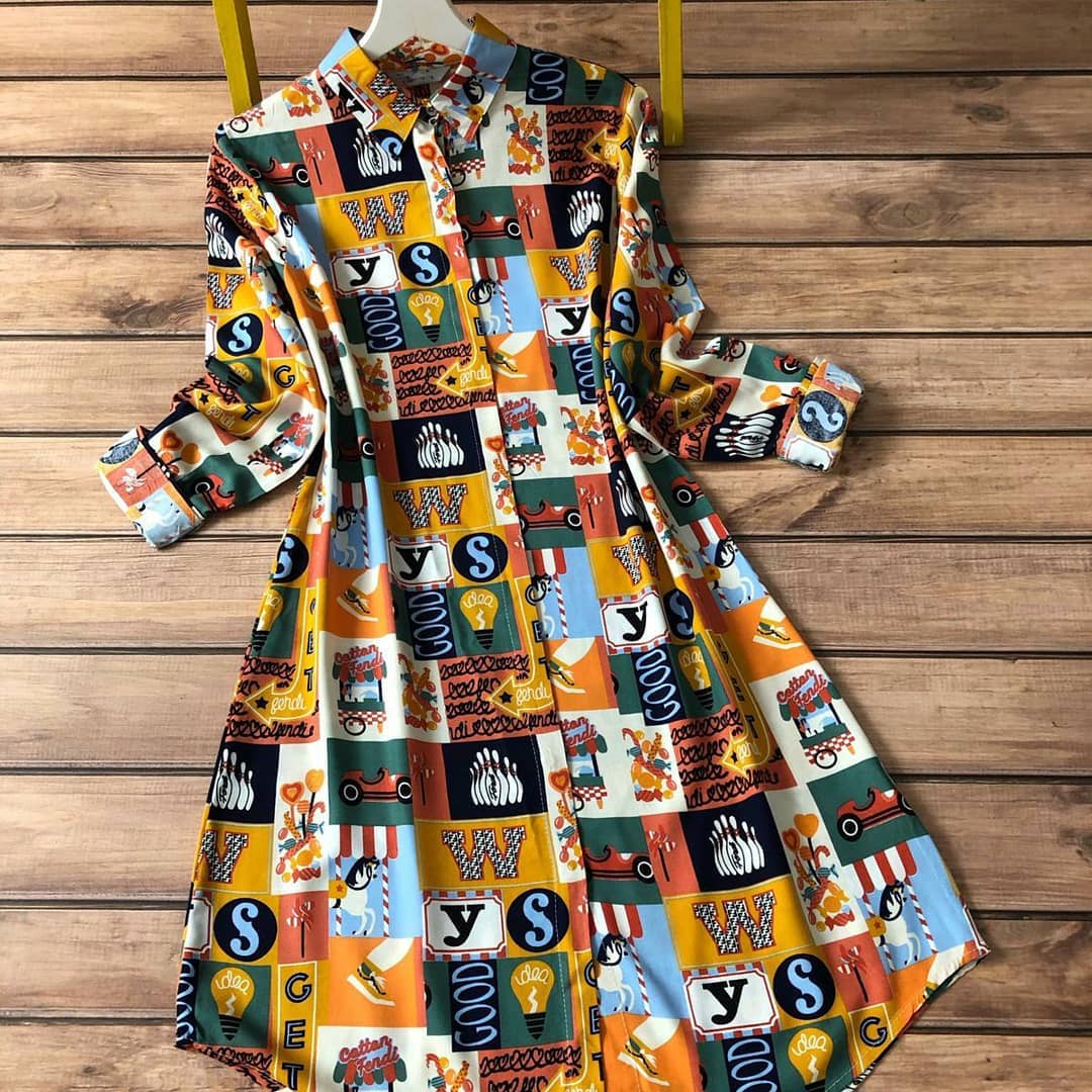 Patchwork Digital Print Rayon Top