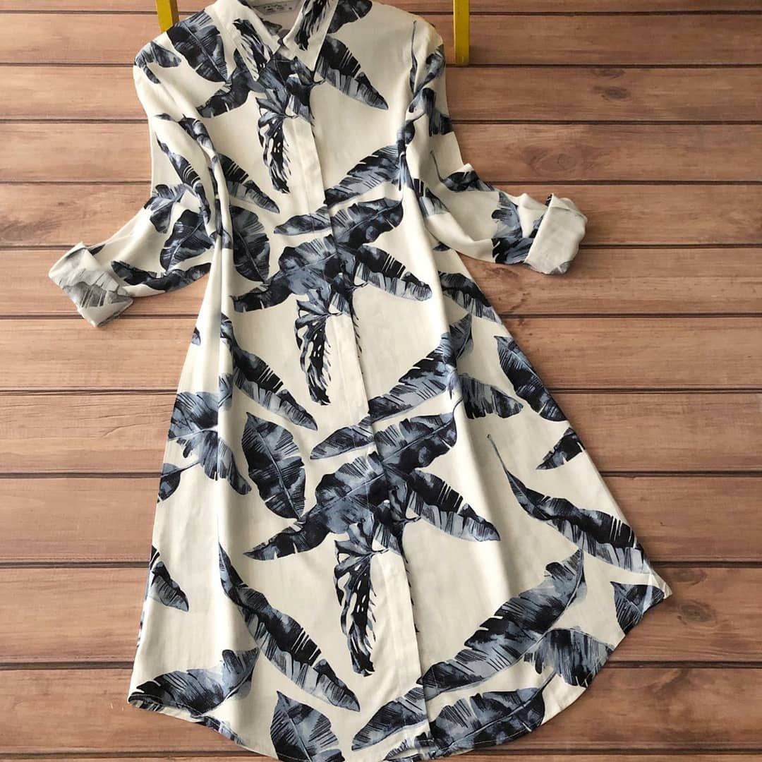 Leaf Print Rayon Top