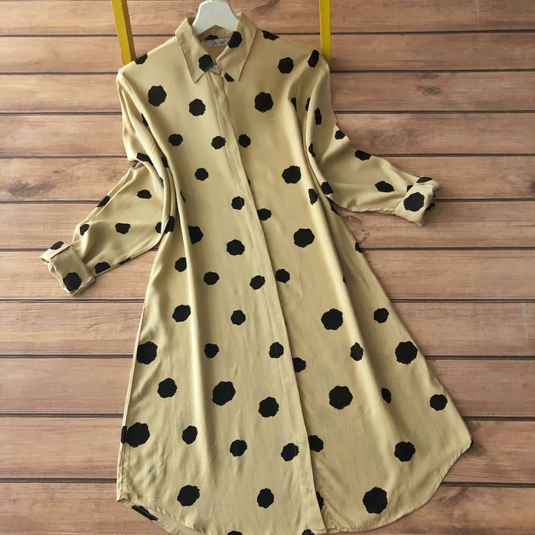 Beige Polka Dot Rayon Top