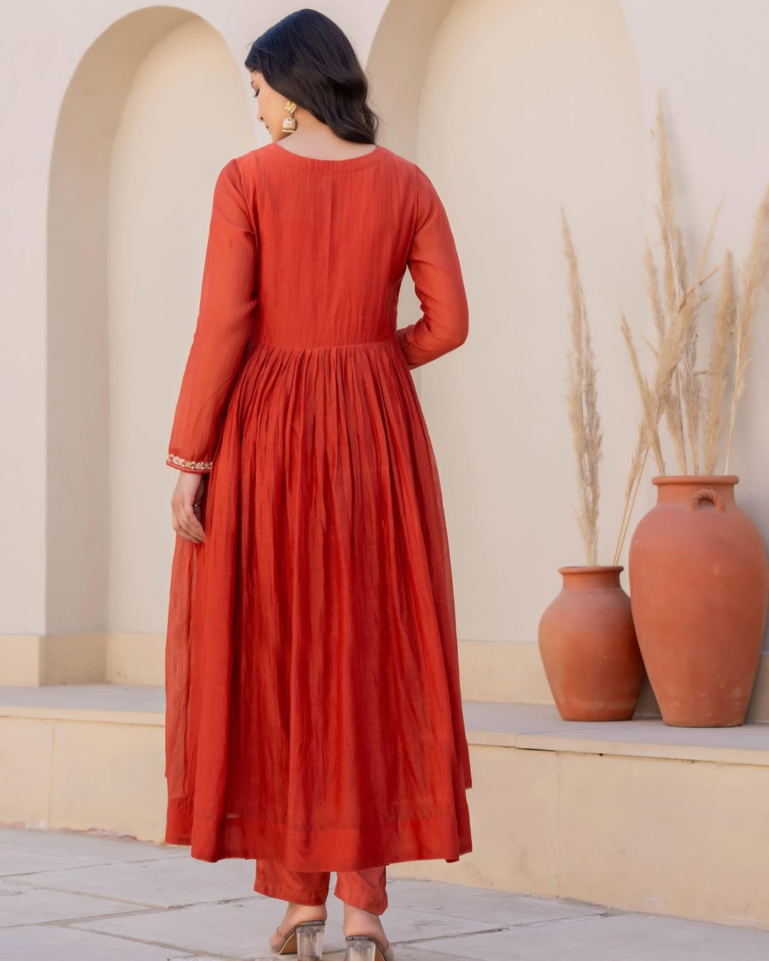 Women's Embroidered Viscose Silk Anarkali Kurta Set with Silk Dupatta