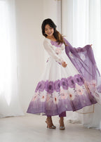 Lavender Bloom Organza Silk Anarkali Gown Set