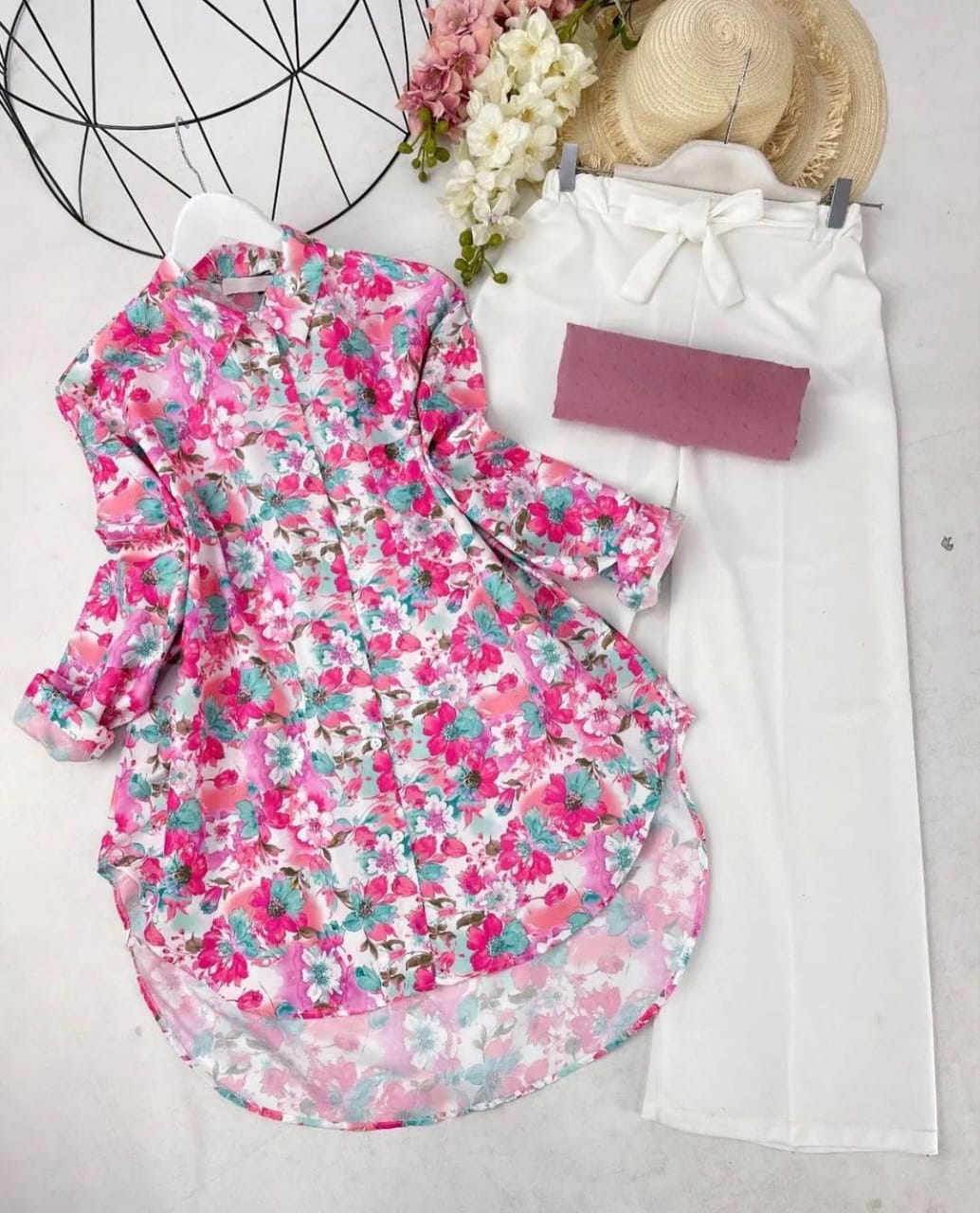 Floral Tunic Shirt and Plazzo Set