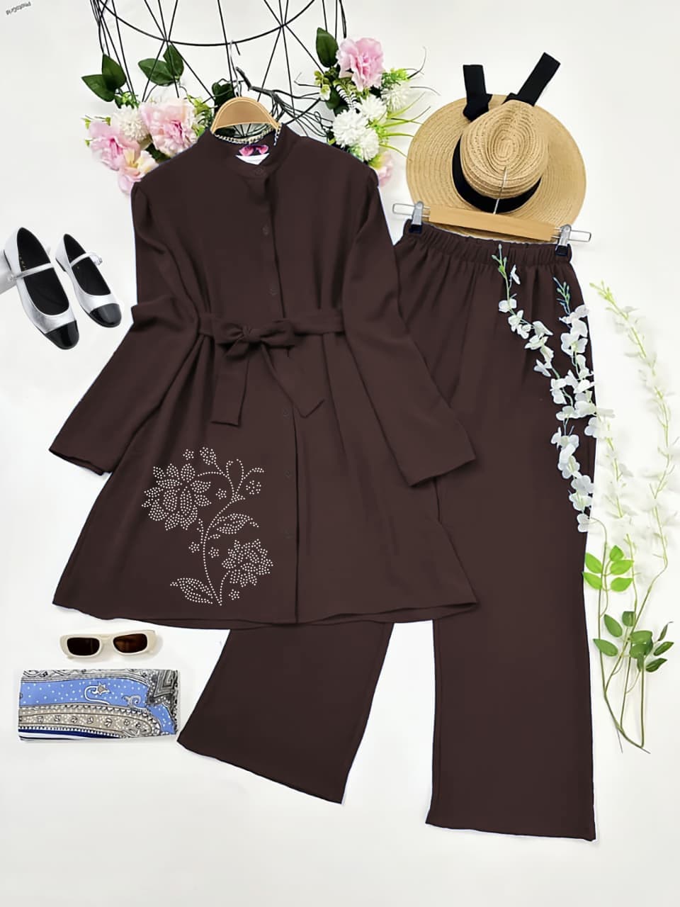 Rayon Kurti and Plazzo Set with Diamond Work