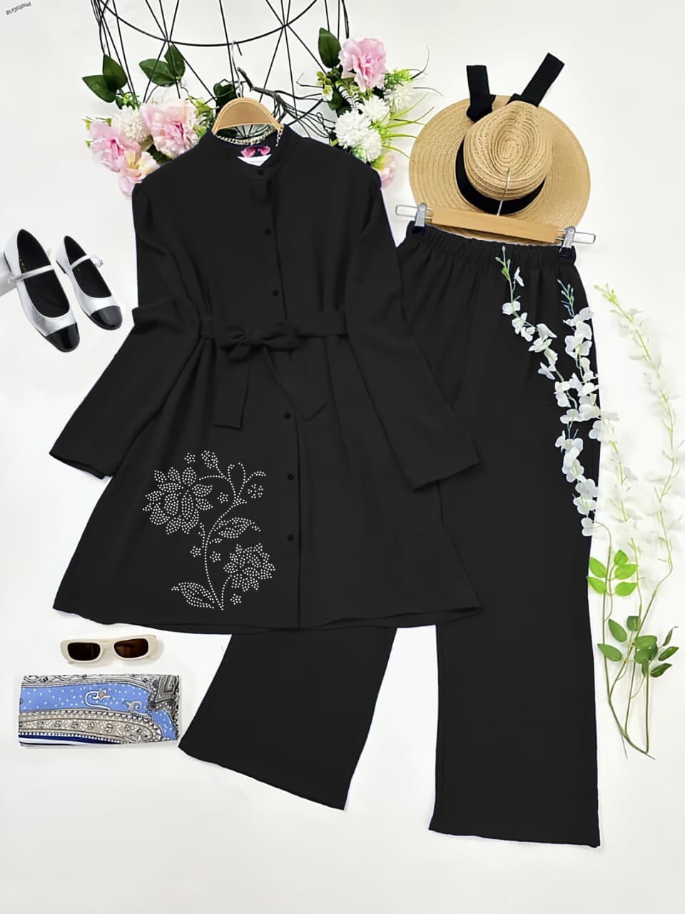Rayon Kurti and Plazzo Set with Diamond Work