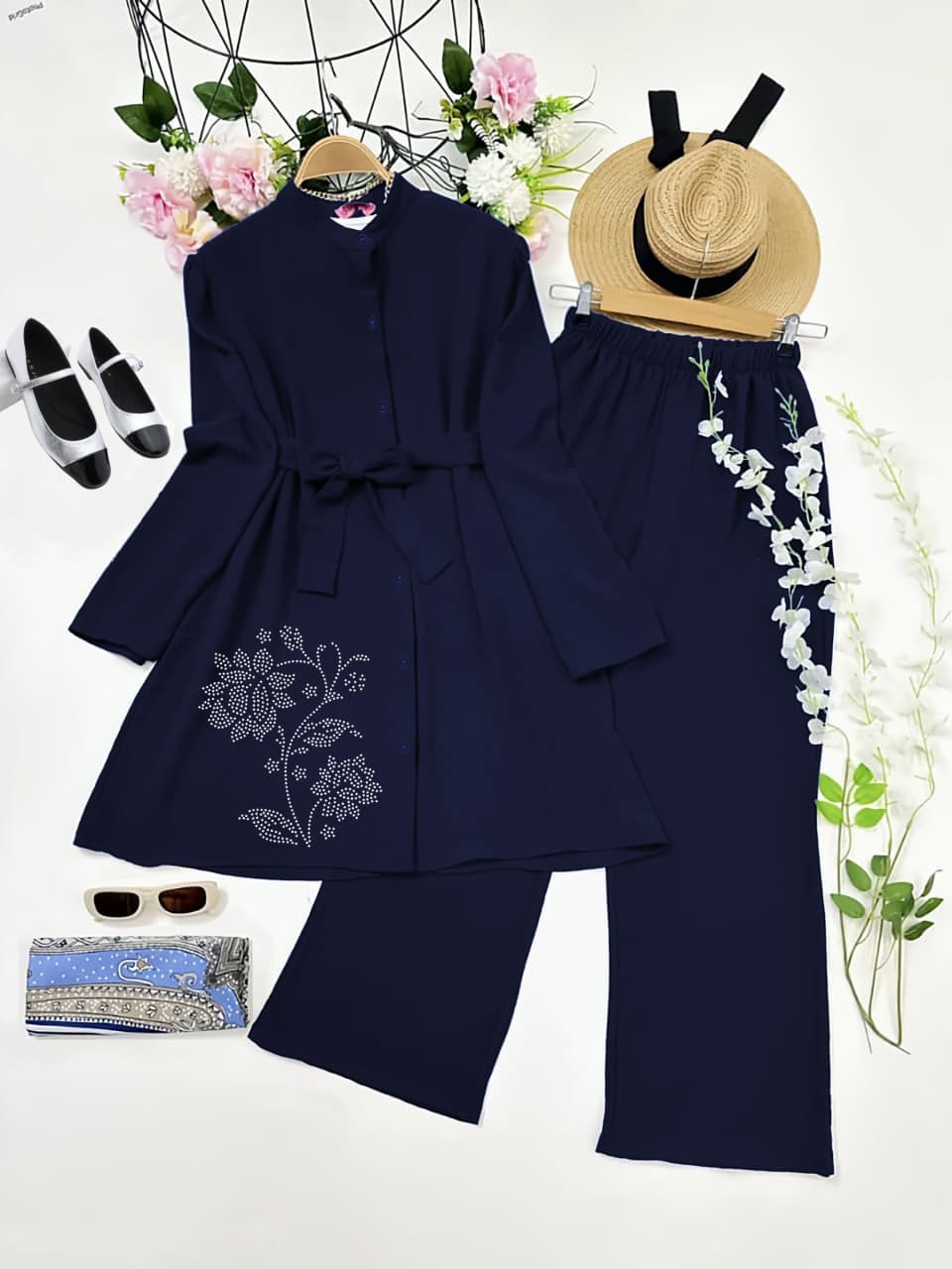 Rayon Kurti and Plazzo Set with Diamond Work