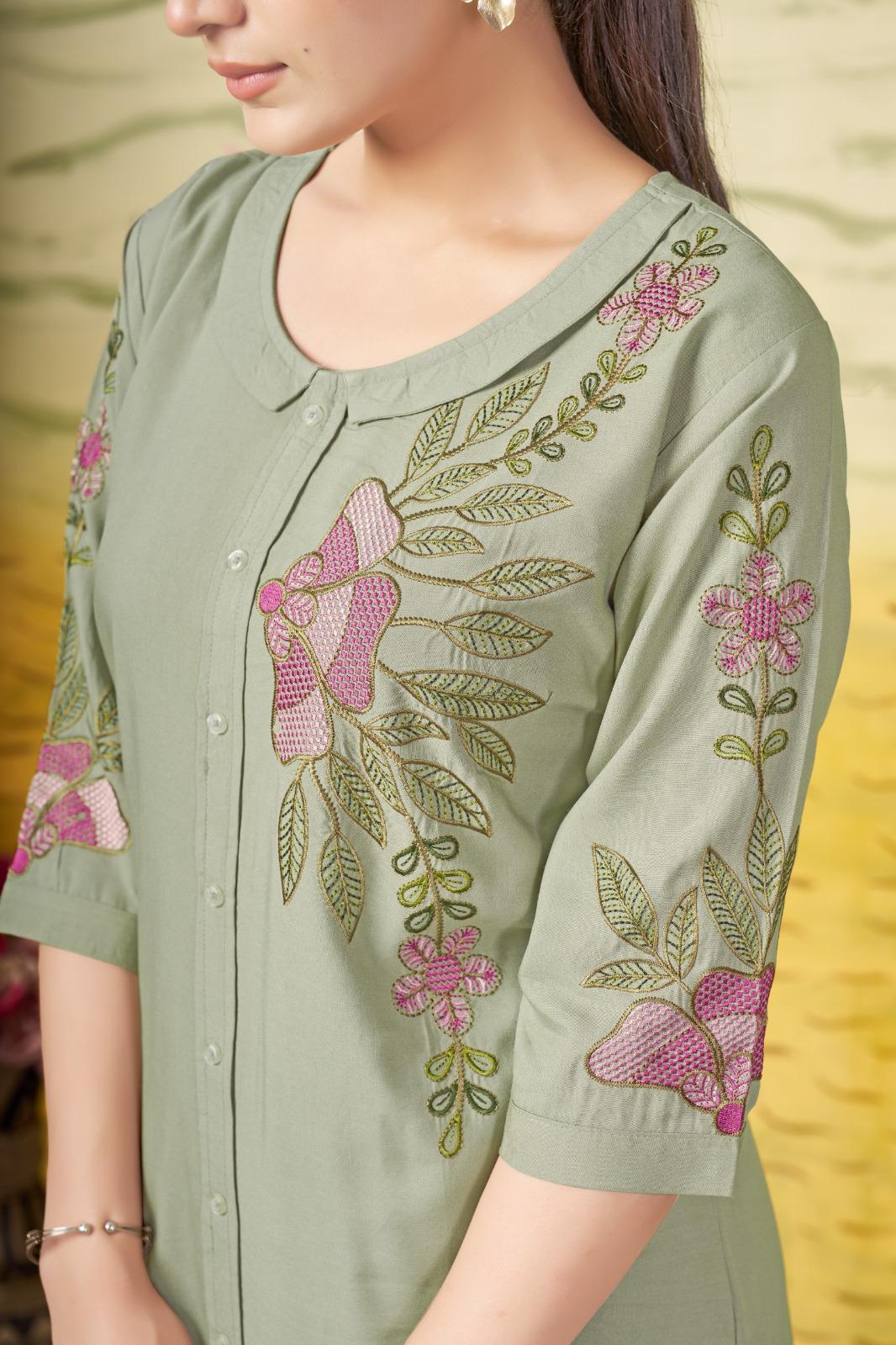 Heavy Rayon Embroidered Co-ord Set